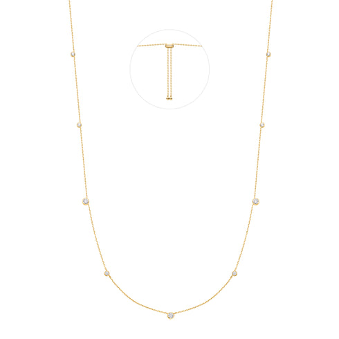 Gold Bezel Cubic Zirconia Station Necklace